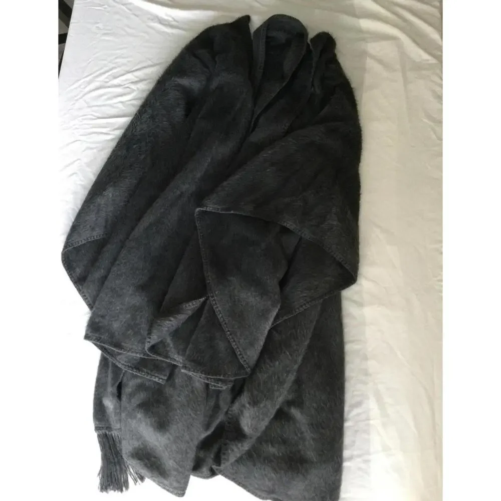 Dark Gray Alpaca Camaro Cape Poncho Cardigan Wrap - Picture 2 of 4